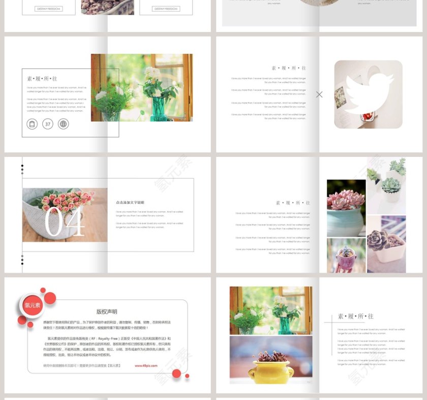 清新文艺风淡雅画册通用PPT第4张