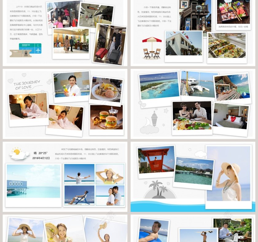 唯美浪漫旅游电子相册结婚纪念册PPT模板第2张