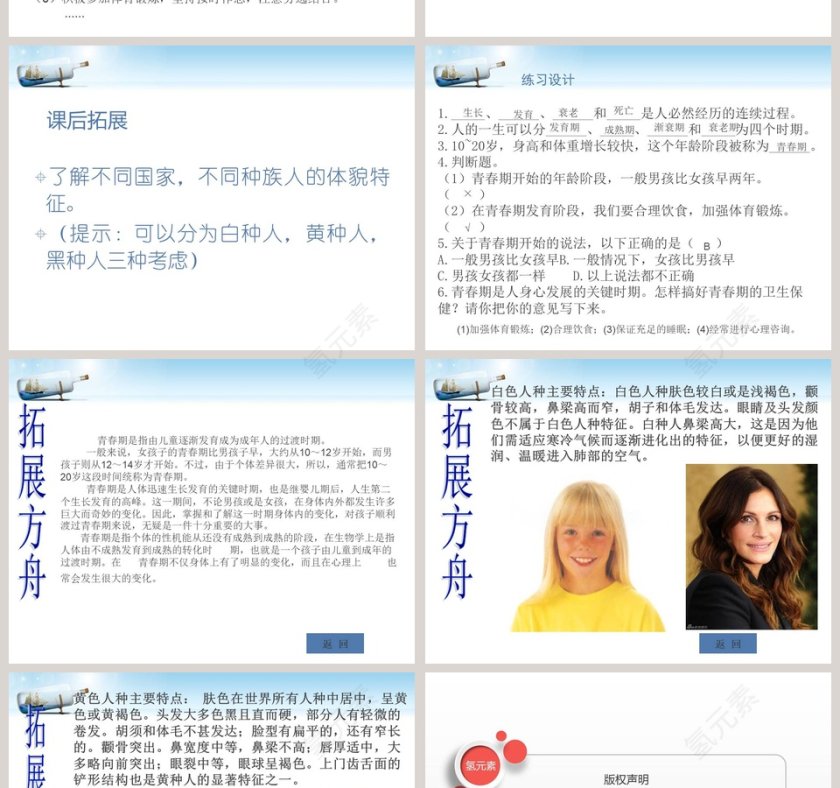 人的一生青岛版五年级科学下册PPT模板大全第6张