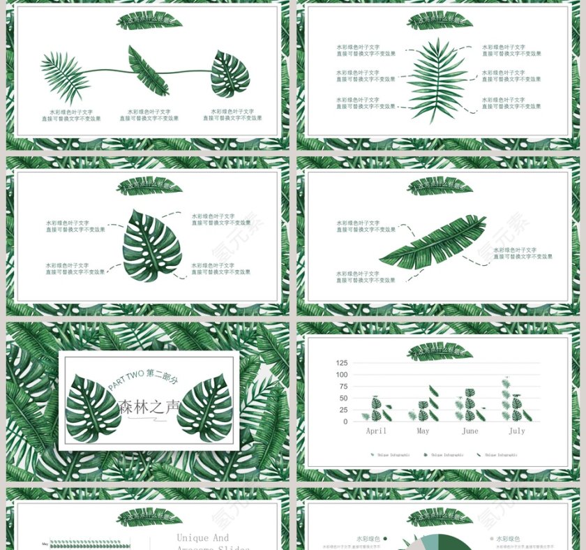 森林之声水彩绿色ppt第2张