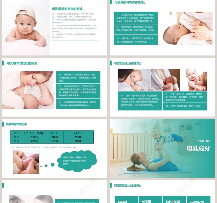 简约清新母乳知识讲堂PPT模板第2张