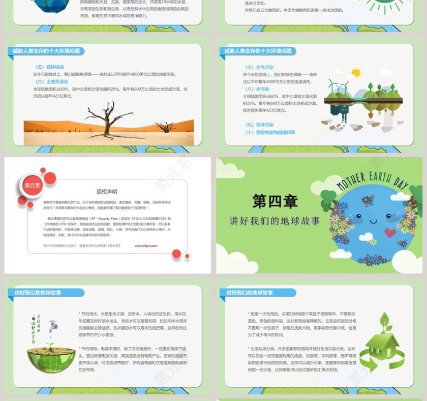 简约清新保护环境世界地球日PPT模板第4张
