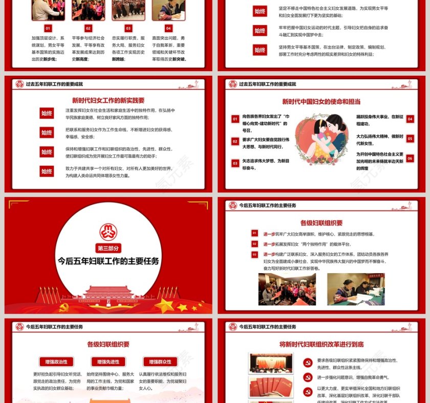 红色大气妇女十二大会议PPT第3张