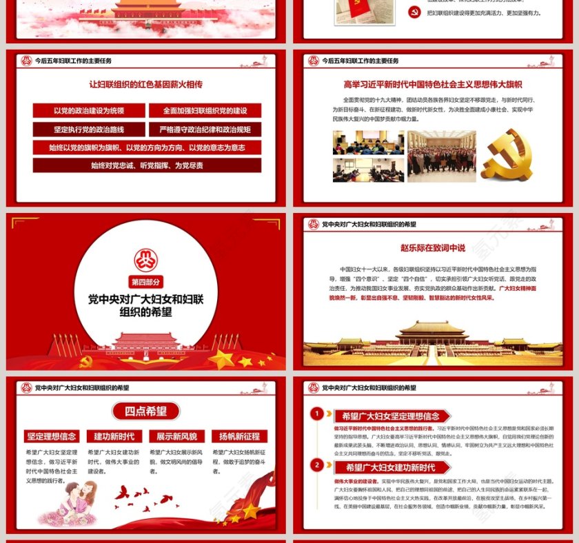 红色大气妇女十二大会议PPT第4张