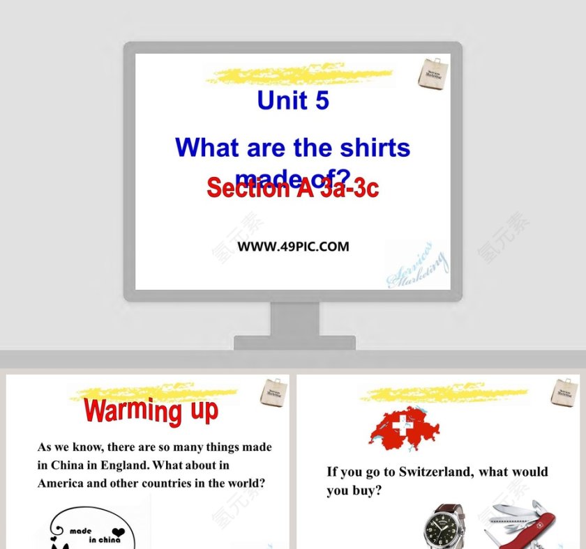 Unit 5What are the shirts made ofSection A 3a3c - 教育培训行业PPT模板第1张