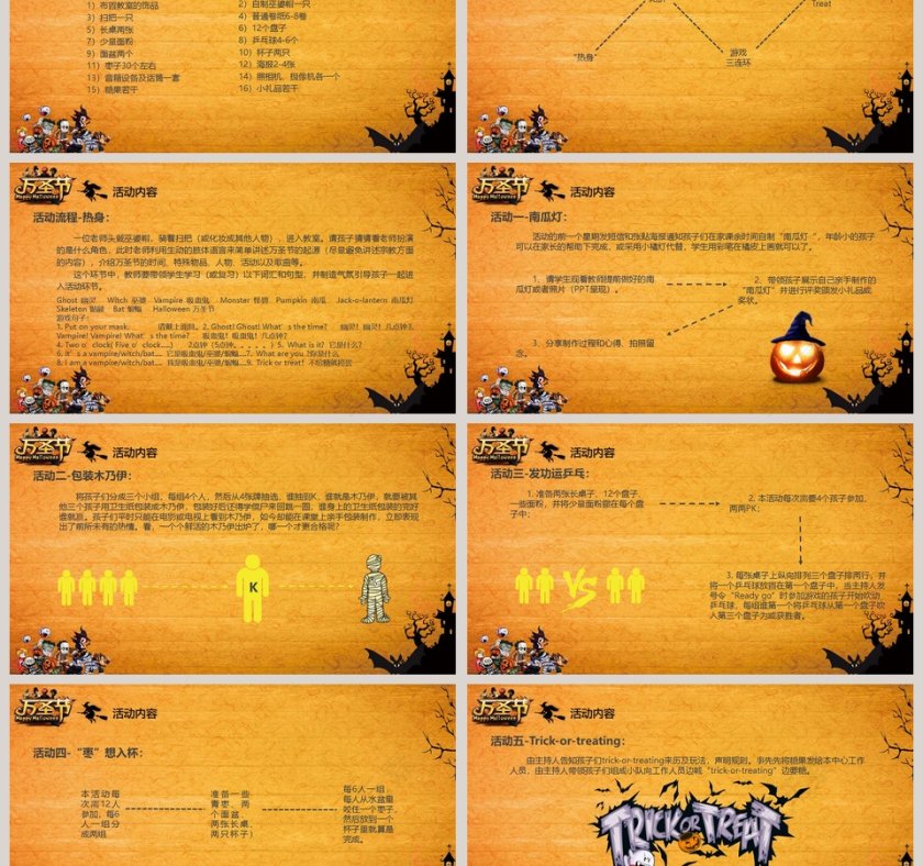 黄色简约鬼灵精怪万圣节PPT模板第3张