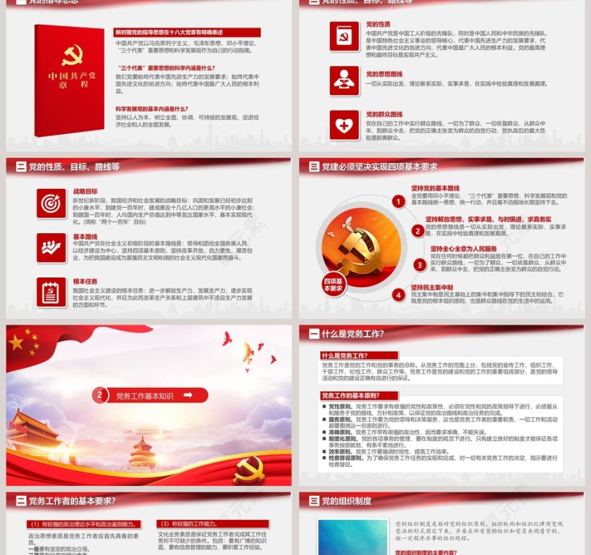 红色简约大气党务知识培训PPT第2张
