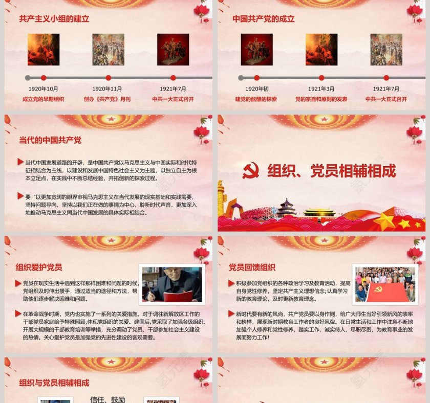 红色大气中共七一建党节主题pp模板第2张
