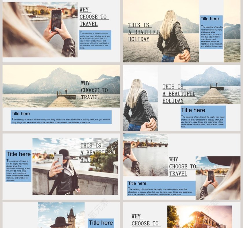 旅行相册ppt模板欧美杂志风第2张