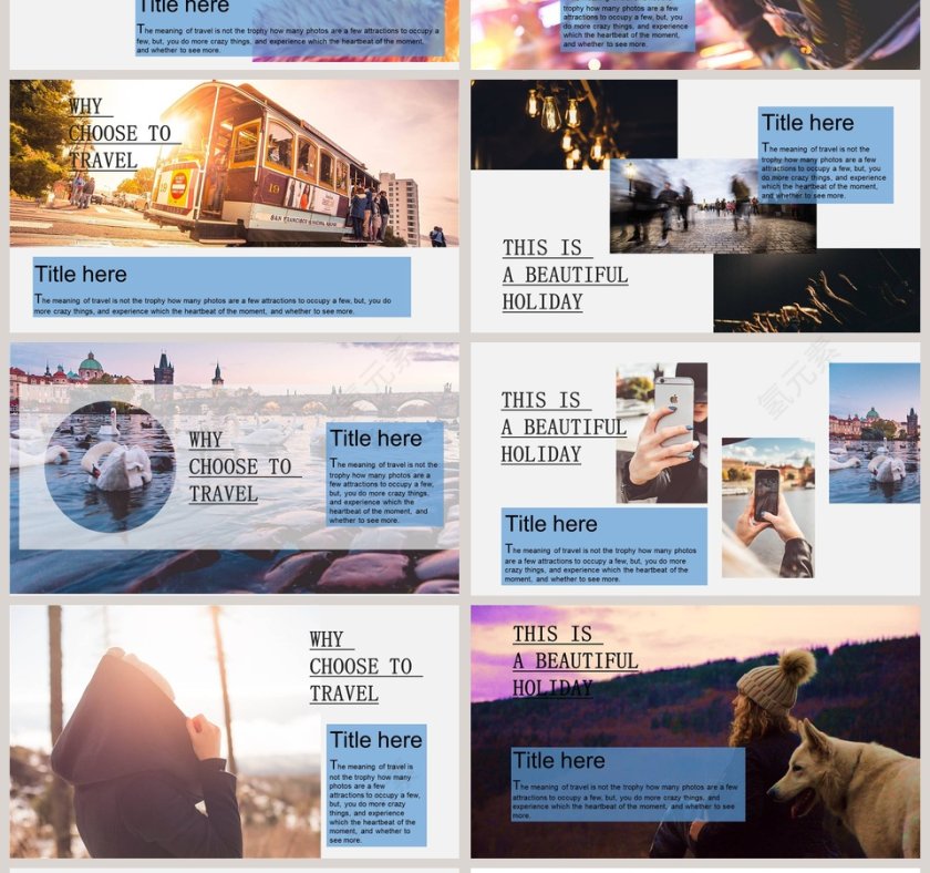旅行相册ppt模板欧美杂志风第4张