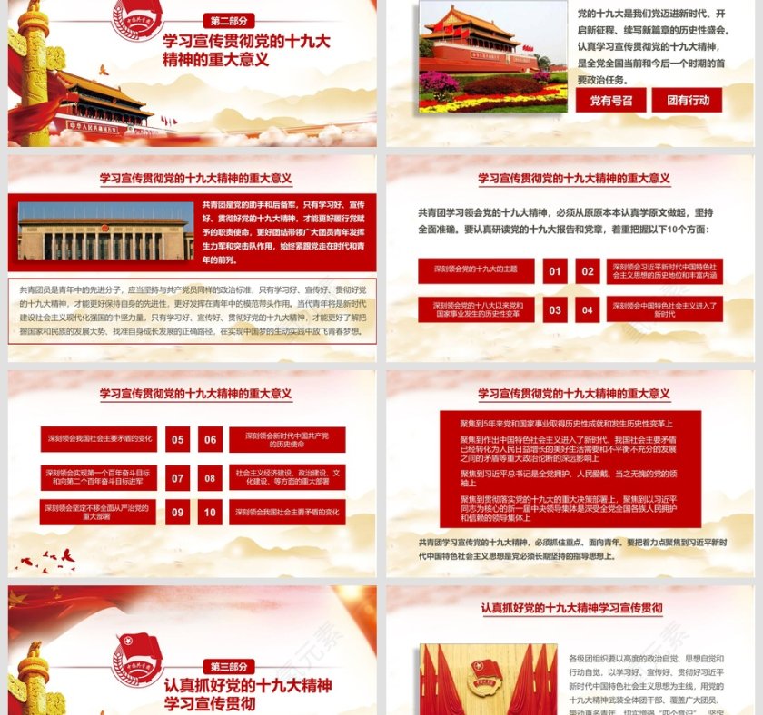 共青团十九大精神解读团委不忘初心励志前行党课PPT模板第3张