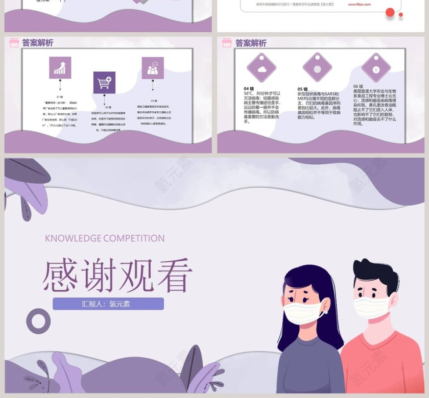 简约清新疫情防控知识竞赛PPT模板第4张