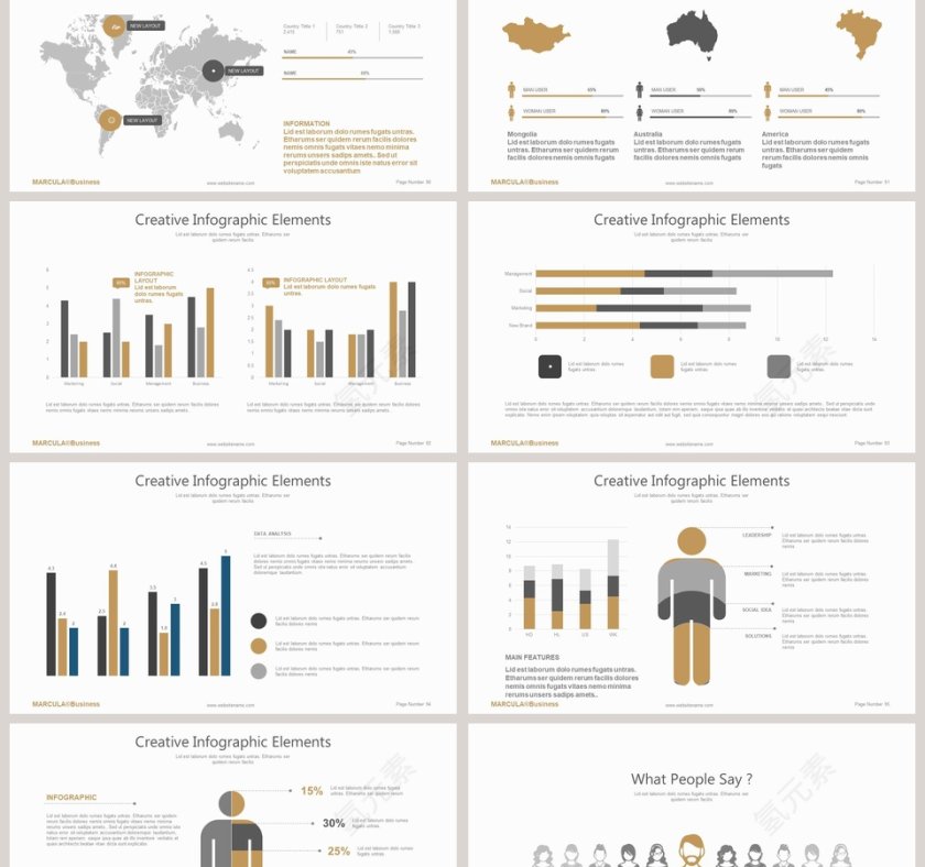 欧美经典商务时尚工作总结PPT模板  第15张