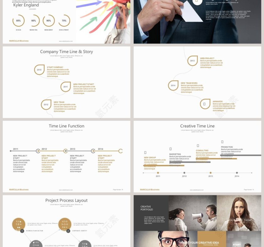 欧美经典商务时尚工作总结PPT模板  第3张