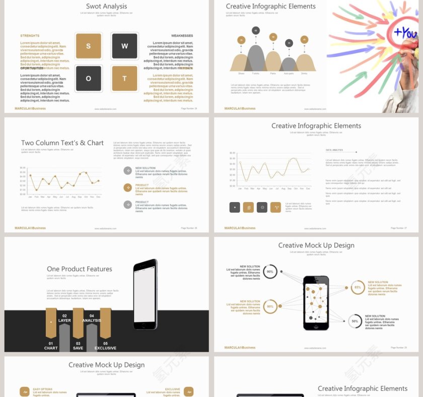 欧美经典商务时尚工作总结PPT模板  第5张