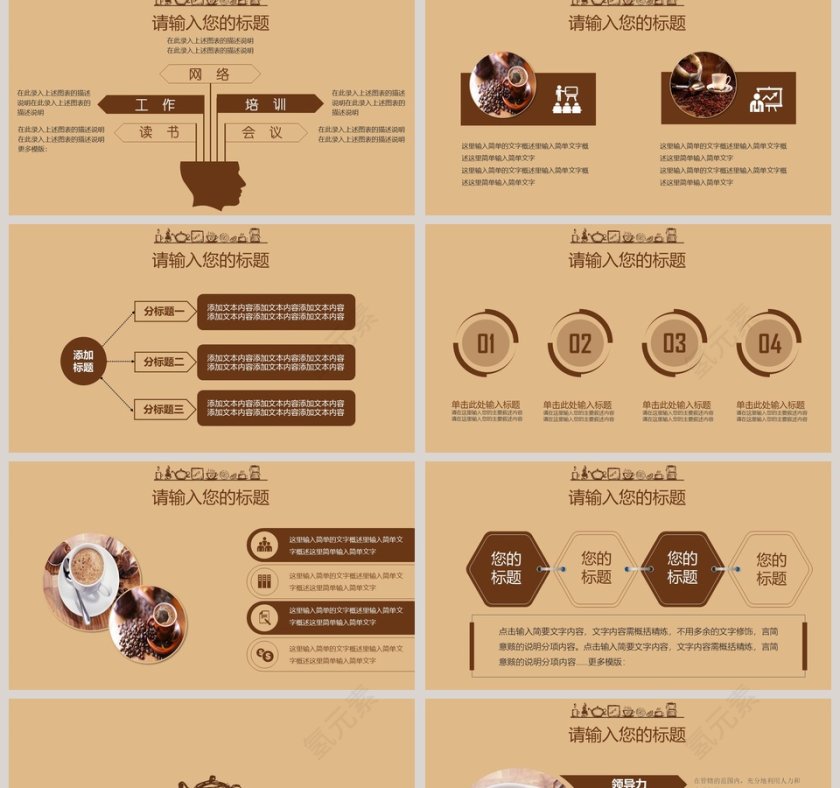 复古简约咖啡主题PPT模板第2张