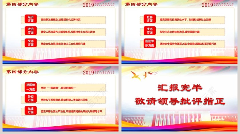中国风聚焦全国两会工作报告PPT模板第5张