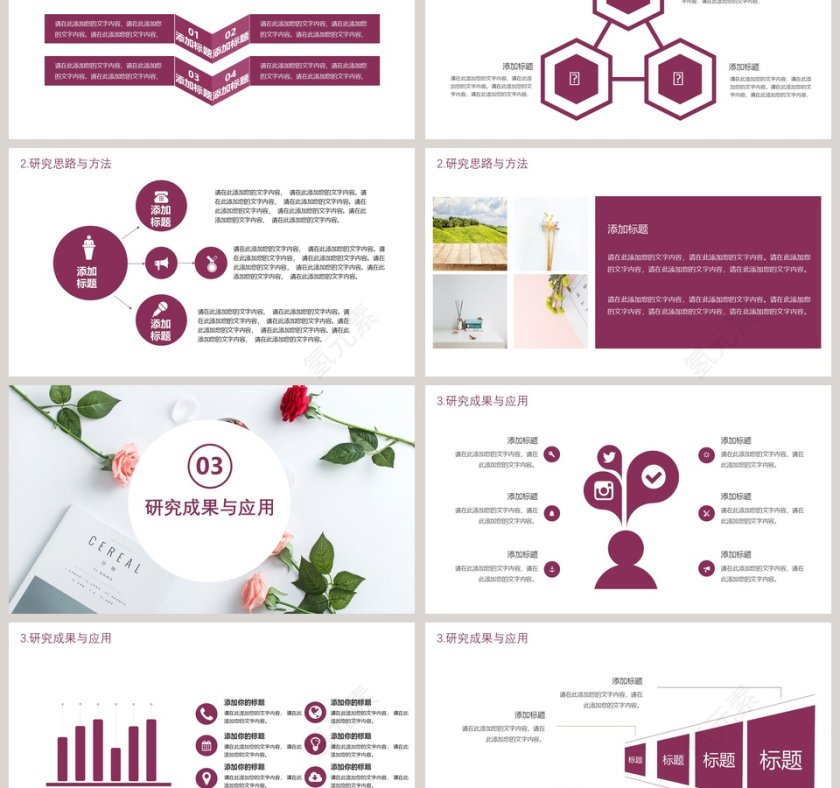 小清新花卉毕业答辩ppt第3张