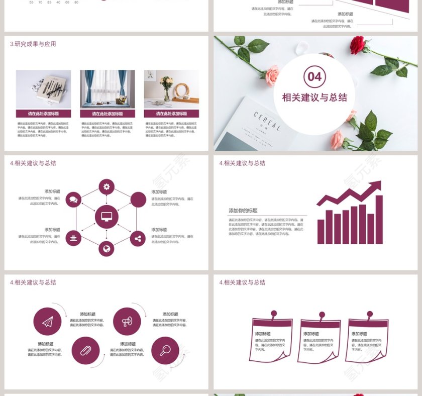 小清新花卉毕业答辩ppt第4张