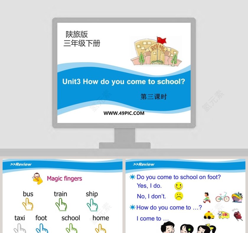 Unit3 How do you come to school 英文教学 PPT 模板第1张