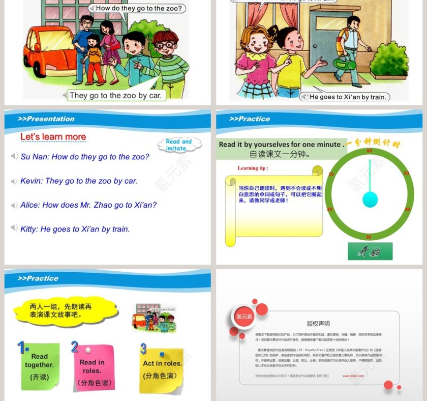 Unit3 How do you come to school 英文教学 PPT 模板第3张