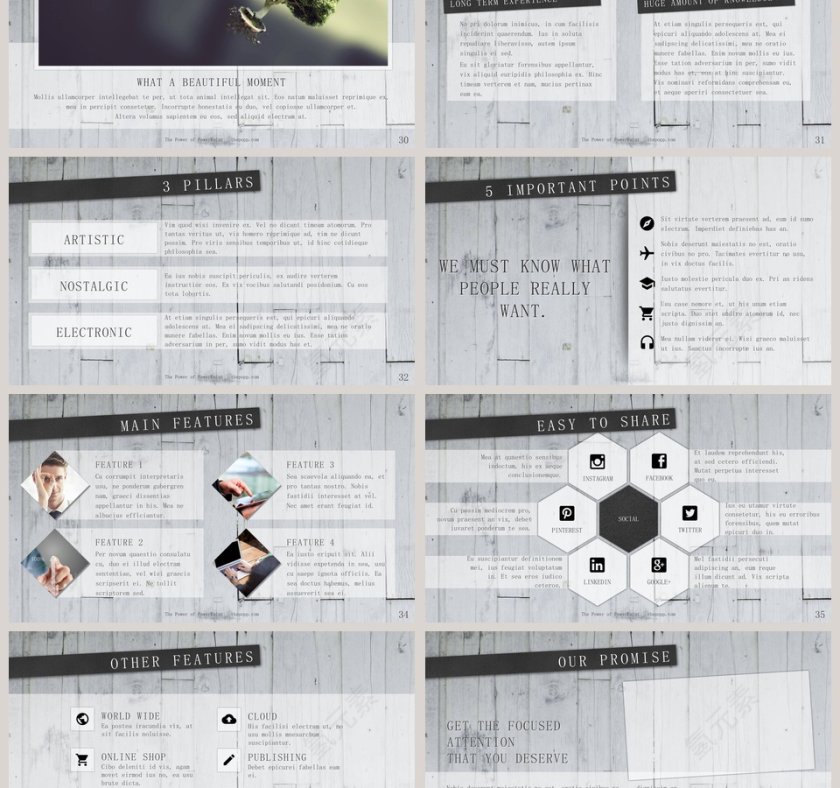 欧美经典商务时尚工作总结PPT模板第6张