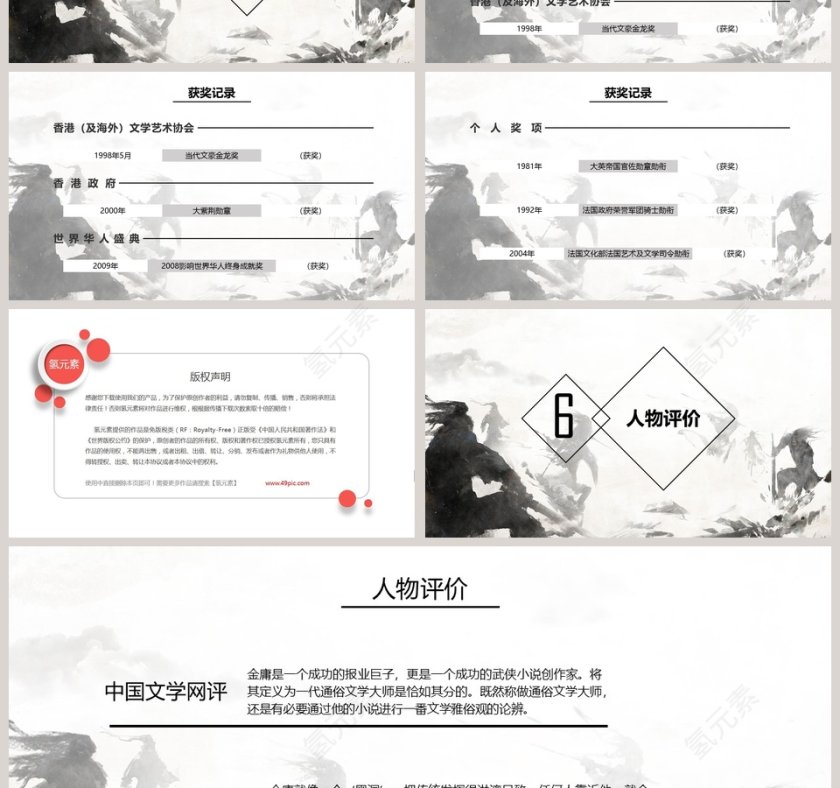 念庸主题金庸先生PPT 模板第4张