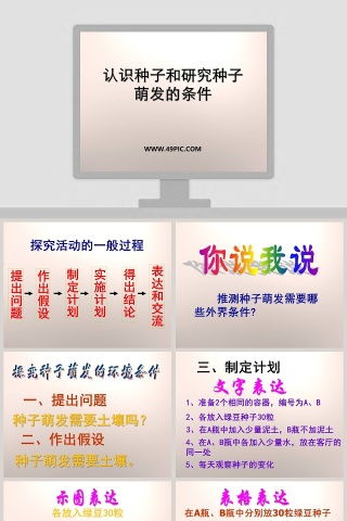 认识种子和研究种子萌发的条件在医学护理行业的PPT模板应用