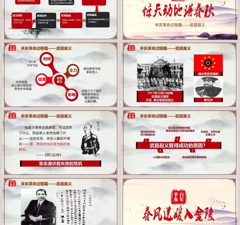 辛亥革命纪念辛亥革命108年PPT模板第3张