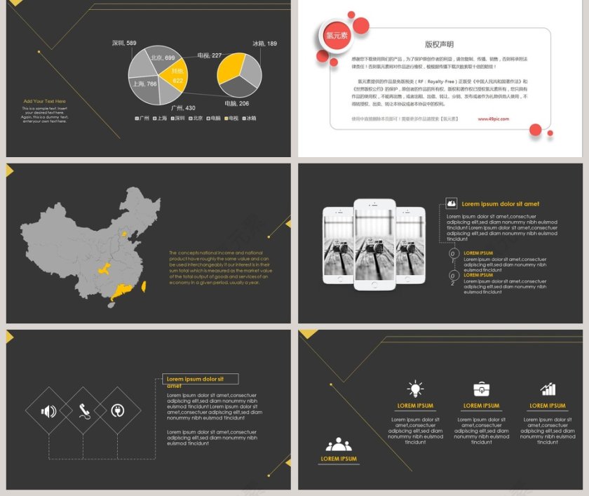 高端黄黑商务房地产建筑PPT模板第5张