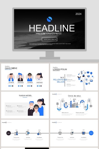 高端杂志风画册风ppt模板广告策划PPT模板 