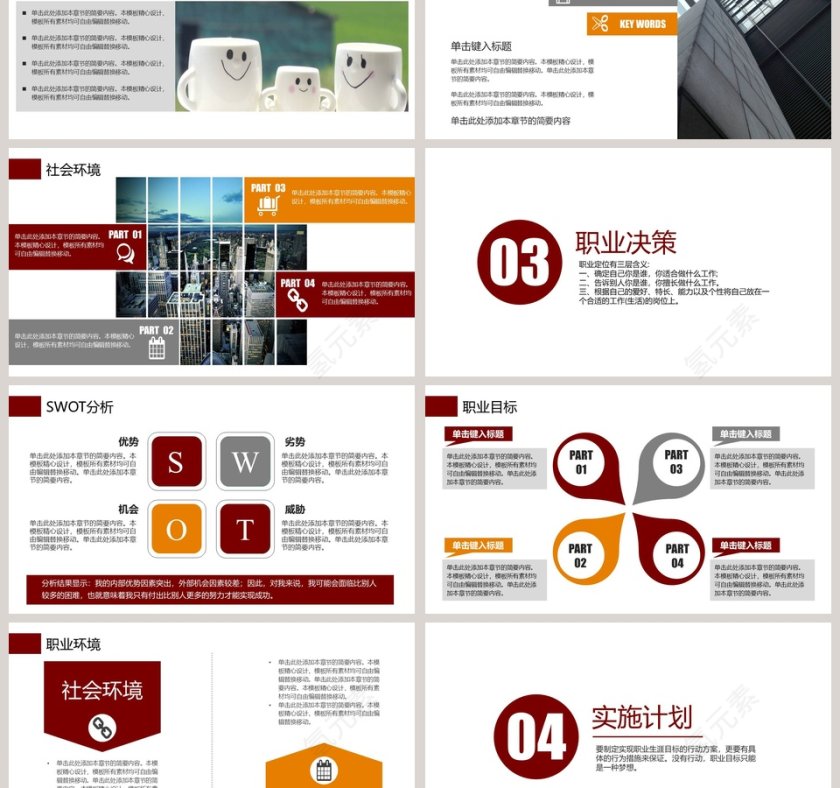 红色大气职业生涯规划PPT第3张