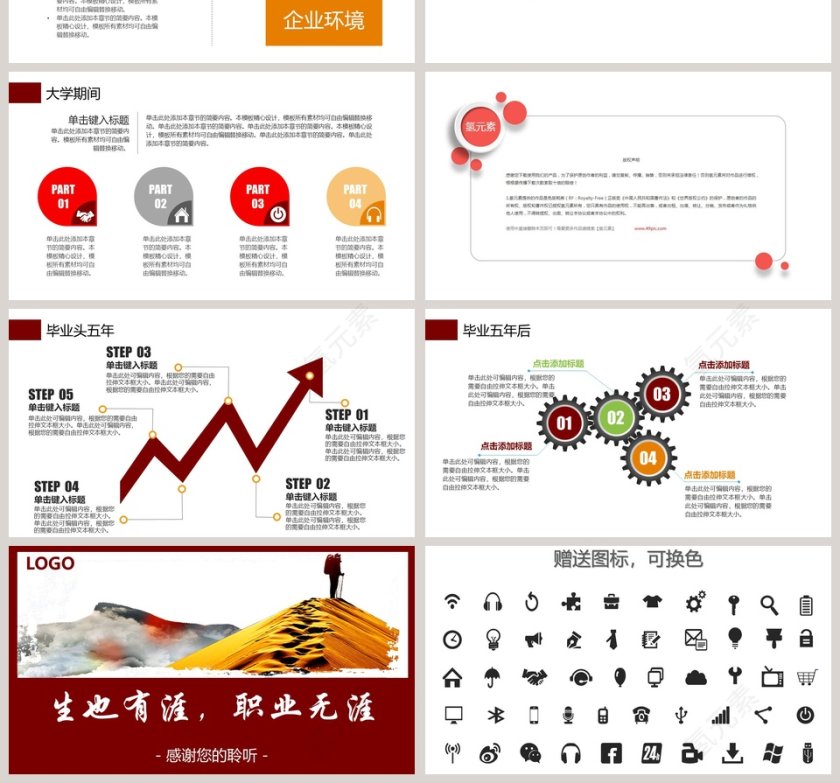 红色大气职业生涯规划PPT第4张