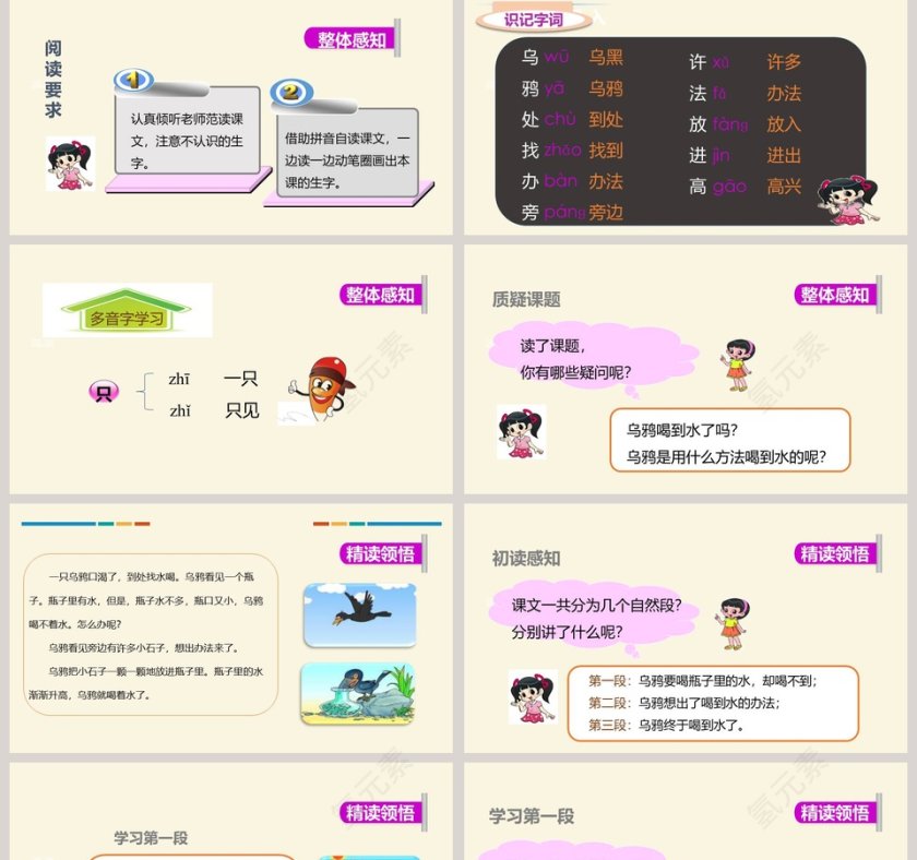 人教新课标版一年级上册语文乌鸦喝水PPT课件第2张