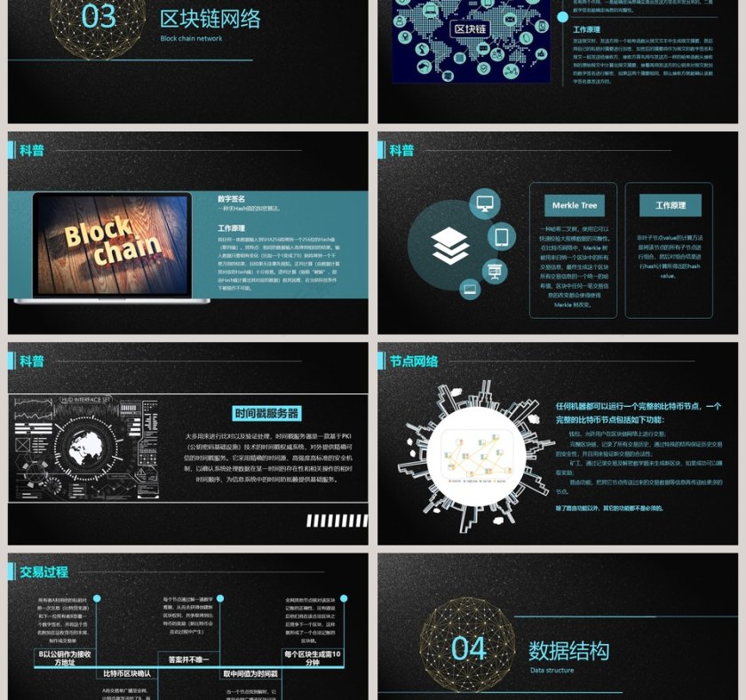 黑色质感科技风区块链介绍ppt第3张