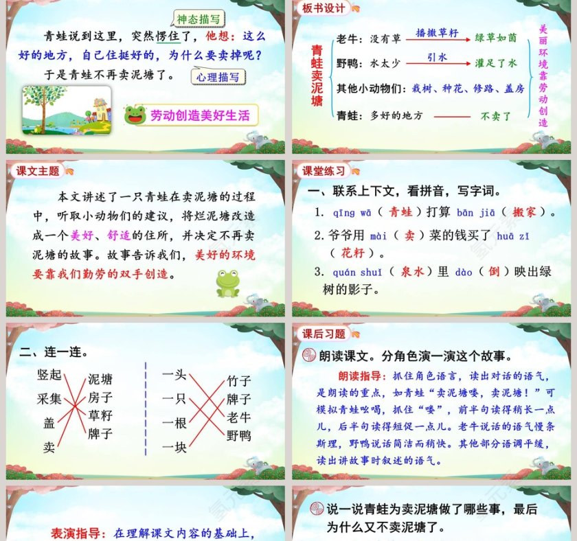 教师课件二年级语文下册青蛙卖泥塘语文课件PPT第5张