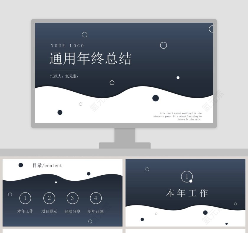 简约通用年终总结工作汇报PPT模板第1张
