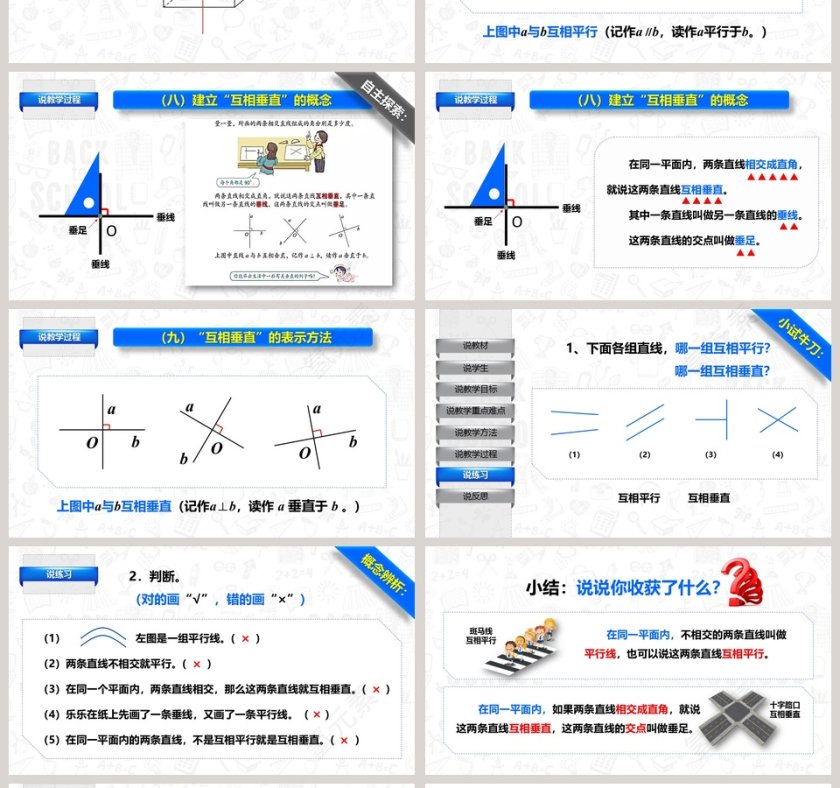 人教版四年级数学上册平行与垂直说课课件PPT模板第4张