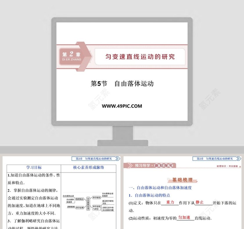 第5节自由落体运动 PPT 模板第1张