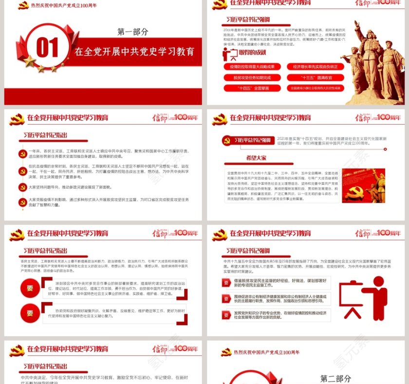 庆祝建党100周年七一建党专题党课PPT模板第2张