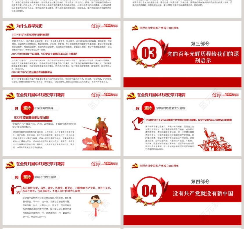 庆祝建党100周年七一建党专题党课PPT模板第4张