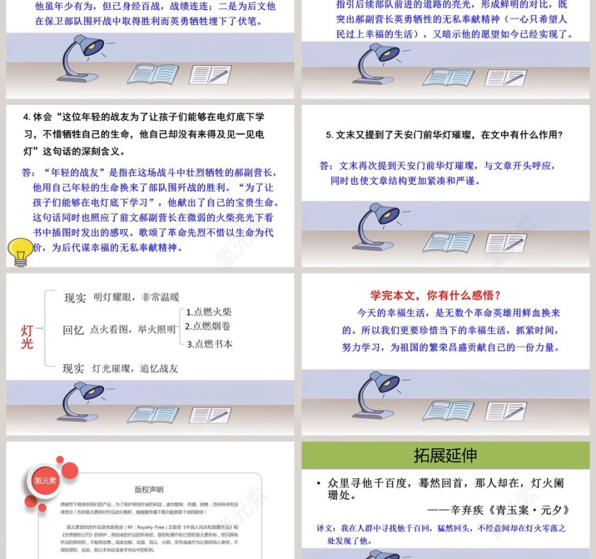 六年级语文上册灯光教学课件PPT模板第3张