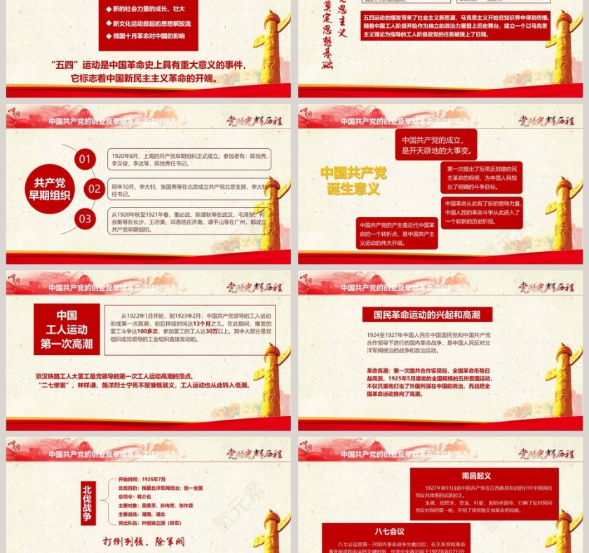 大气建党98周年不忘初心永远跟党走PPT模板第3张