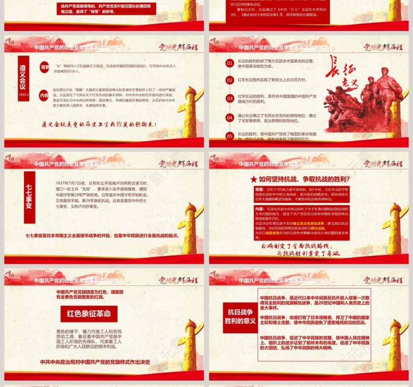 大气建党98周年不忘初心永远跟党走PPT模板第4张