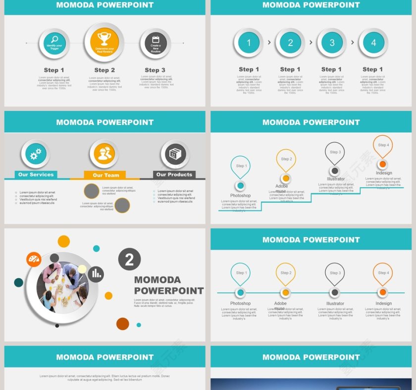 欧美扁平化大气商务总结汇报通用PPT第2张