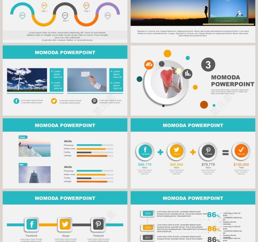 欧美扁平化大气商务总结汇报通用PPT第3张