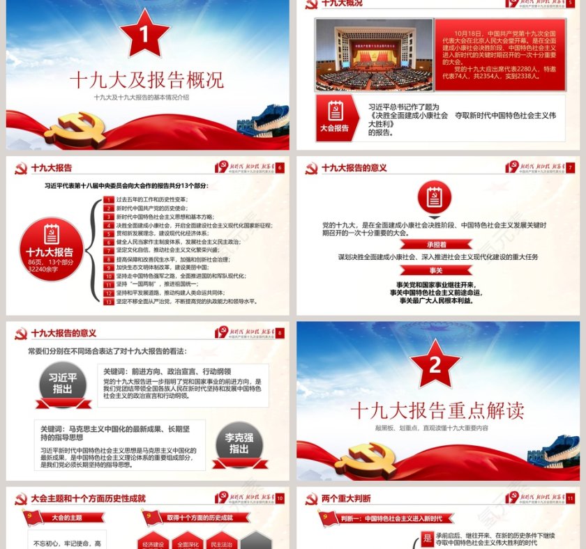 十九大会议精神学习不忘党支党员党课学习PPT模板第2张