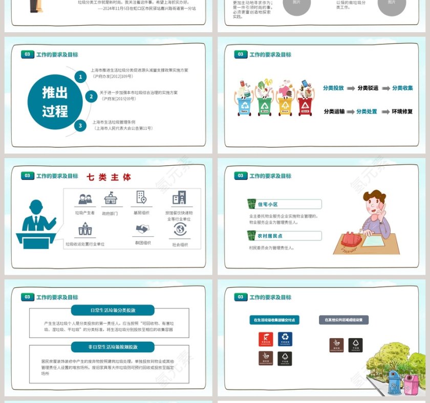 绿色小清新垃圾分类从我做起PPT模板第4张
