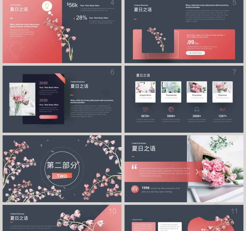 夏日之语总结汇报通用PPT模板第2张