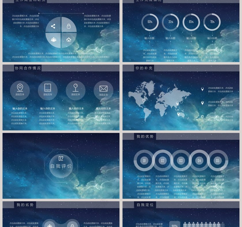 蓝色大气未来科技风述职报告PPT模板第2张